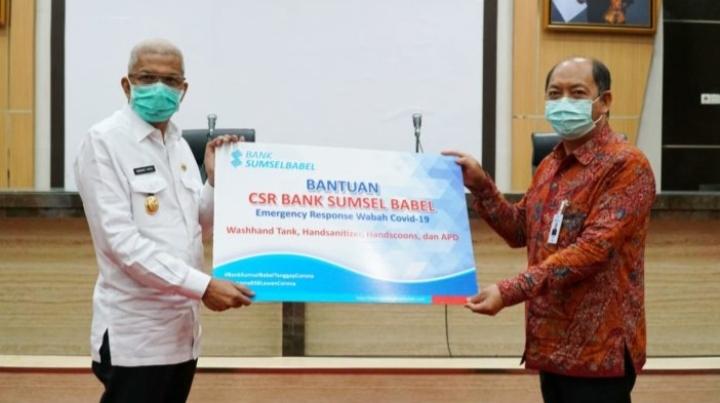 Bank Sumsel Babel dan PWNU Serahkan Bantuan APD ke Pemprov Sumsel