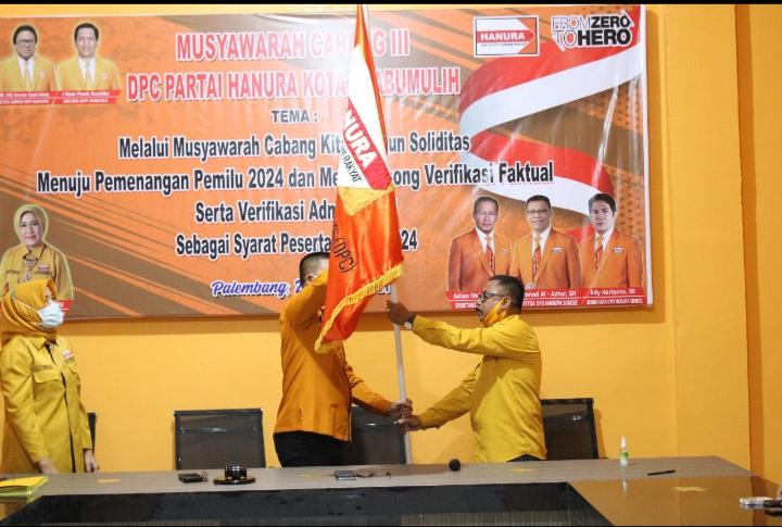 Hartono Hamid Terpilih Jadi Ketua DPC Partai Hanura Kota Prabumulih 2021-2026
