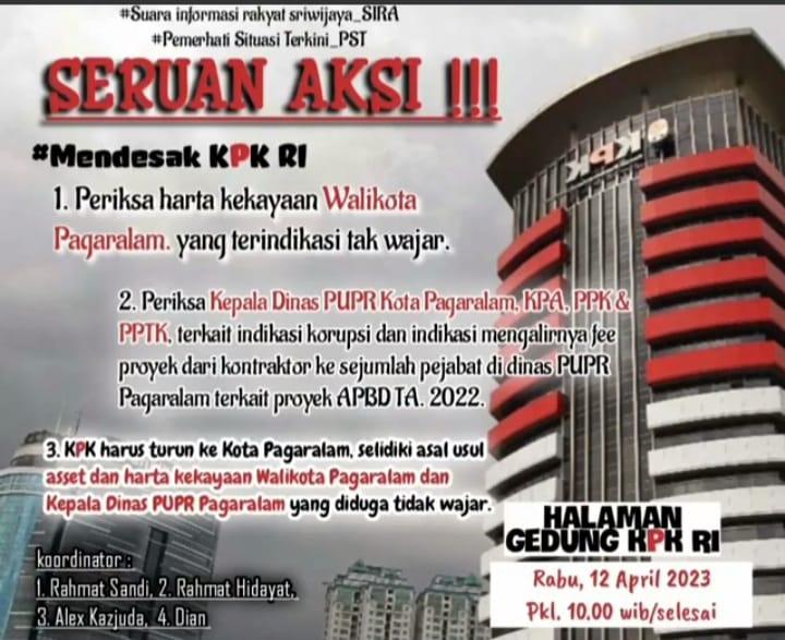 Jabatan Akan Segera Habis, Justru Muncul Seruan Agar KPK Periksa Harta Kekayaan Walikota Pagar Alam Serta Fee Proyek di Dinas PU