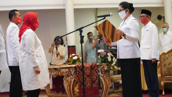 Lantik Ketua PMI Pali, Feby Deru Minta PMI Aktif Sosialisasikan Protokol Kesehatan