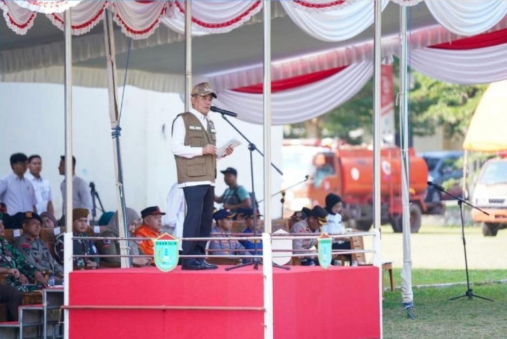 Wakil Bupati Ogan Ilir, H. Ardani, S.H., M.H, pimpin apel kesiapsiagaan Bencana dan gladi kesiapsiagaan bencana asap